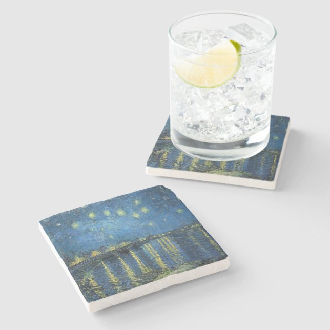 van Gogh Starry Night Over the Rhone Steinuntersetzer (Seitenansicht)