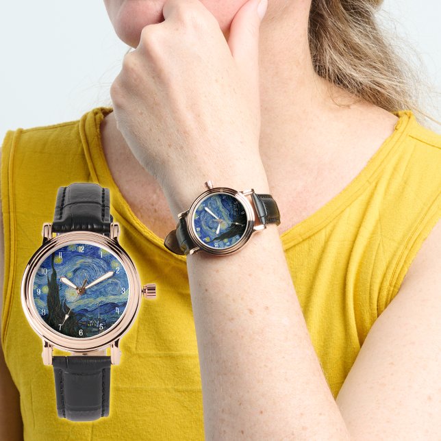 Van Gogh Starry Night Painting Elegante Women's Armbanduhr (Zazzle Van Gogh Starry Night Painting Elegant Women’s Watch (Wrist Birthday_Anniversary_Holiday Gift)
