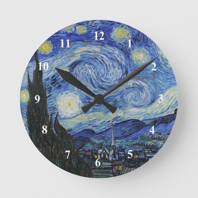 Van Gogh Starry Night Painting Runde Wanduhr (Vorderseite)