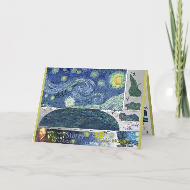 Van Gogh Starry Night Paper Craft 3D-Karte Karte (Vorderseite)