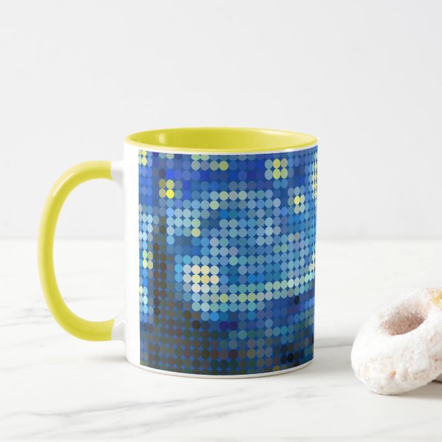 Van Gogh "Starry Night" Pixel dot Tasse (Mit Donut)