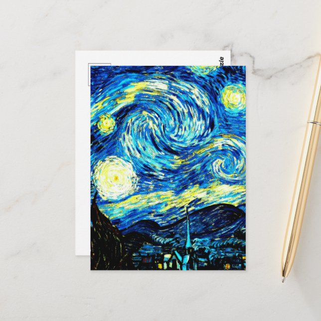 Van Gogh - Starry Night Postkarte (Vorderseite/Rückseite Beispiel)