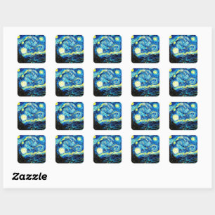 Van Gogh - Starry Night Quadratischer Aufkleber