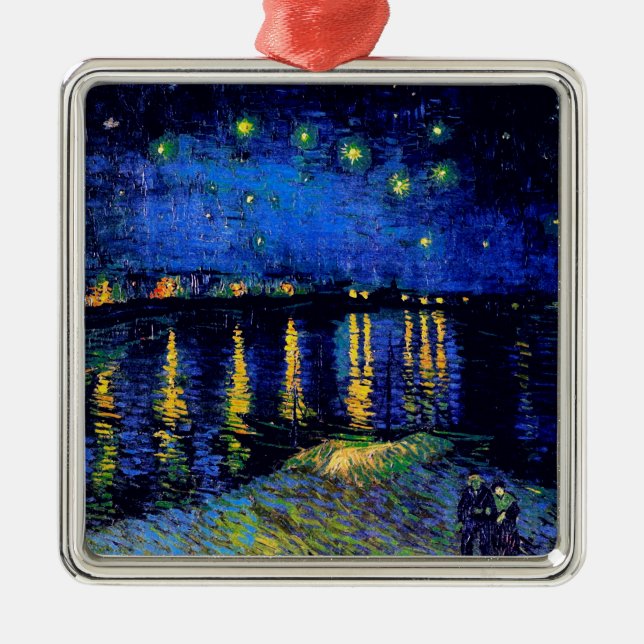 Van Gogh Starry Night Rhone (F474) Fine Art Ornament Aus Metall (Vorne)