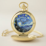 VAN GOGH Starry Night Roman Numbers Taschenuhr<br><div class="desc">"van gogh",  Vincent,  Sternennacht,  Malerei,  berühmt,  Vintag,  Sterne,  Himmel,  Kunst,  Blau,  römische Zahlen,  nummeriert</div>