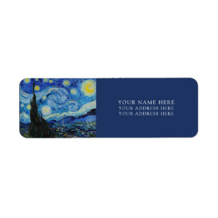 VAN GOGH "STARRY NIGHT" RÜCKKEHR-ADRESSE-ETIKETT