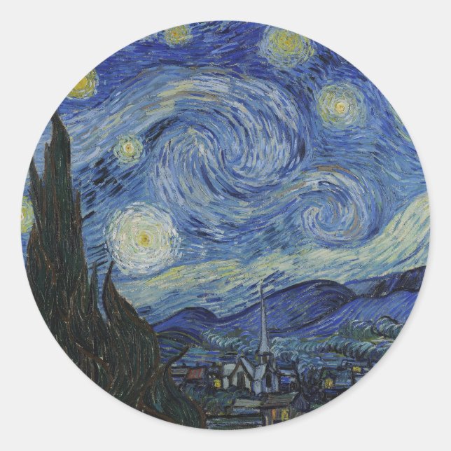 Van Gogh // Starry Night Runder Aufkleber (Vorderseite)