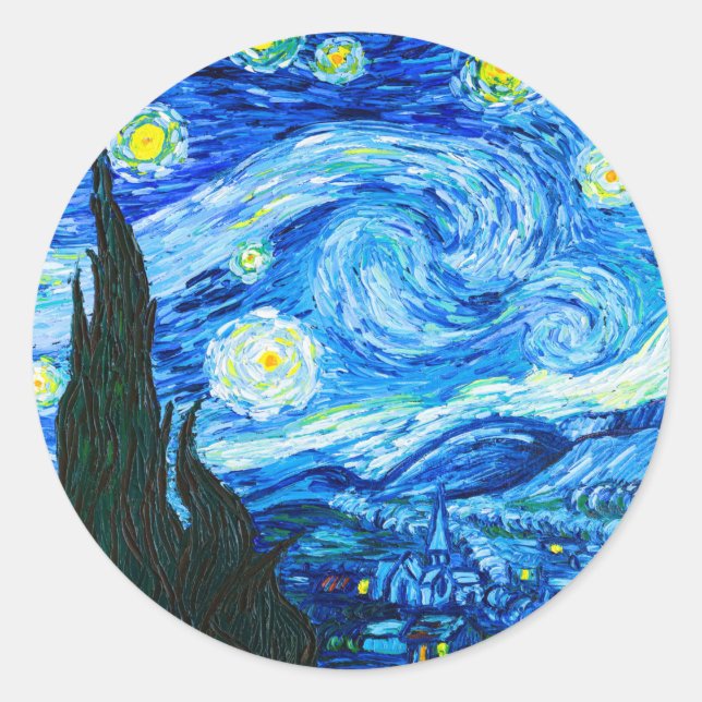 Van Gogh Starry Night Runder Aufkleber (Vorderseite)