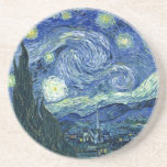 Van Gogh - Starry Night Sandstein Untersetzer<br><div class="desc">Van Goghs berühmtes Gemälde "Die Sternennacht". Während seines  am Asyl von Saint Remy in den 1880er Jahren malte van Gogh die sanften Hügel und Zypressenbäume,  die er aus seinem Fenster sah.  Digitale Verstärkung durch PixDezines.Copyright © 2008-2016 PixDezines.com™ und PixDezines™ auf zazzle.com. Alle Rechte vorbehalten.</div>
