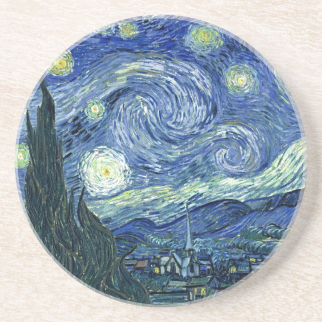 Van Gogh - Starry Night Sandstein Untersetzer (Vorne)