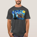 Van Gogh Starry Night Sea Turtle Art Malerei T-Shirt<br><div class="desc">Van Gogh Starry Night Sea Turtle Art Malerei .</div>