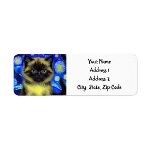 Van Gogh Starry Night Siamese Cat