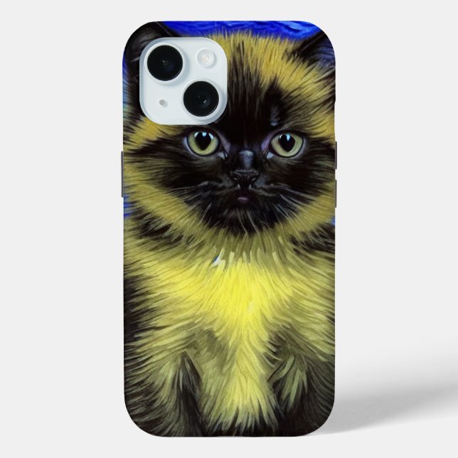 Van Gogh Starry Night Siamese Cat Case-Mate iPhone Hülle (Rückseite)