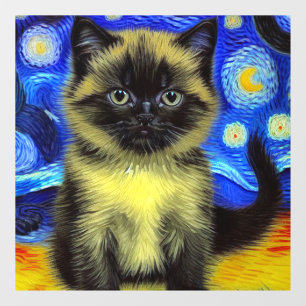 Van Gogh Starry Night Siamese Cat Fensteraufkleber