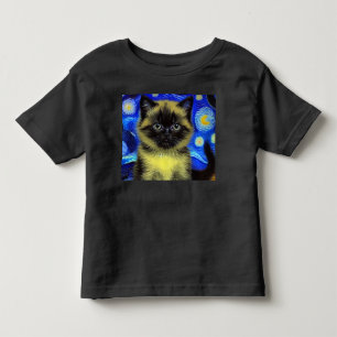 Van Gogh Starry Night Siamese Cat Kleinkind T-shirt