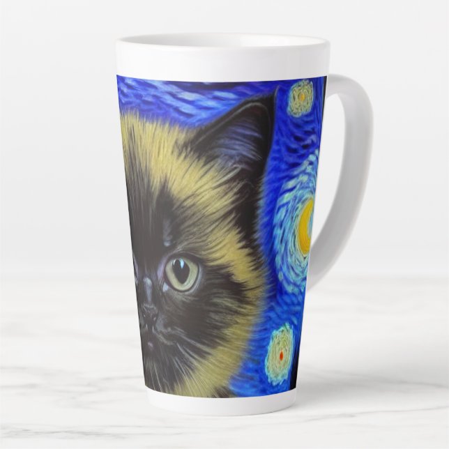 Van Gogh Starry Night Siamese Cat Milchtasse (Rechte Ecke)