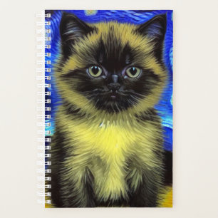 Van Gogh Starry Night Siamese Cat Planer