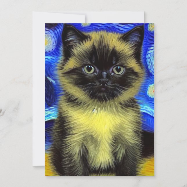 Van Gogh Starry Night Siamese Cat Save The Date (Vorderseite)
