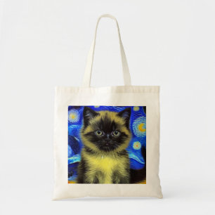 Van Gogh Starry Night Siamese Cat Tragetasche