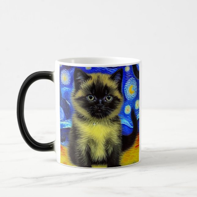 Van Gogh Starry Night Siamese Cat Verwandlungstasse (Links)