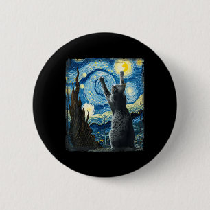 Van Gogh Starry Night Style Artistic Russian Blue Button