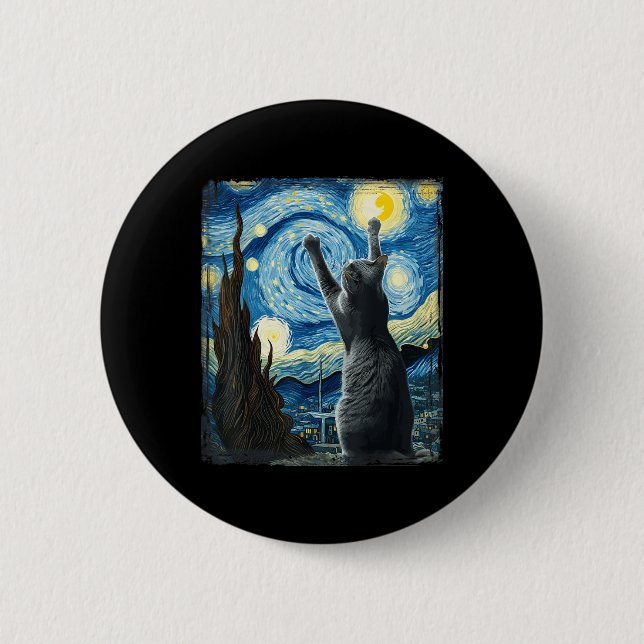 Van Gogh Starry Night Style Artistic Russian Blue Button (Vorderseite)