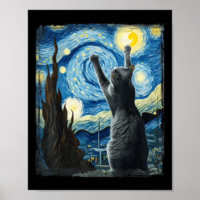 Van Gogh Starry Night Style Artistic Russian Blue Poster (Vorne)