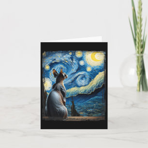 Van Gogh Starry Night Style Artistic Sphynx Cat Karte