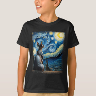 Van Gogh Starry Night Style Artistic Sphynx Cat T-Shirt