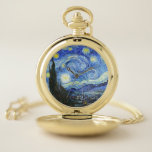 VAN GOGH Starry Night Taschenuhr<br><div class="desc">"van gogh",  Vincent,  Sternennacht,  Malerei,  berühmt,  Vintag,  Sterne,  Himmel,  Kunst,  Blau</div>