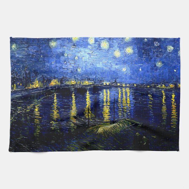 Van Gogh - Starry Night über der Rhone Geschirrtuch (Horizontal)