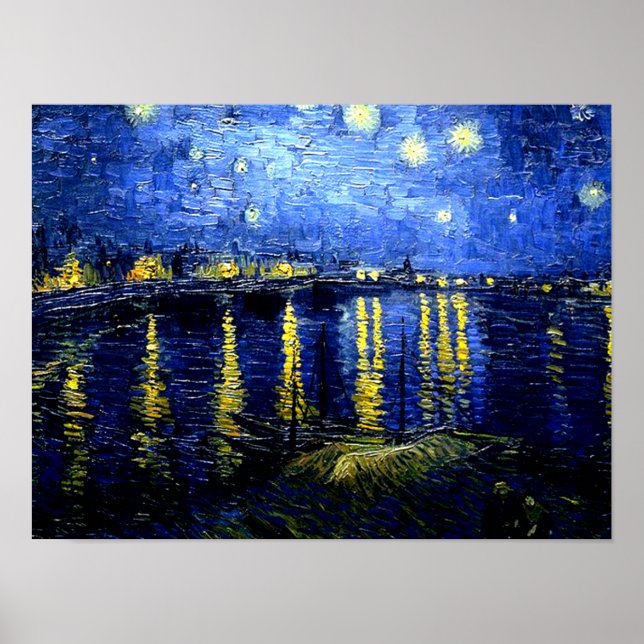 Van Gogh - Starry Night über der Rhone Poster (Vorne)