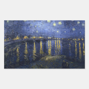Van Gogh Starry Night über der Rhone Rechteckiger Aufkleber