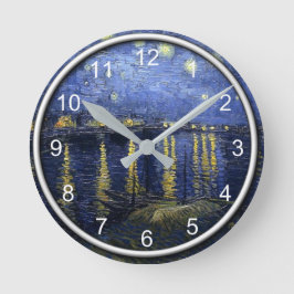 Van Gogh - Starry Night über der Rhone Runde Wanduhr