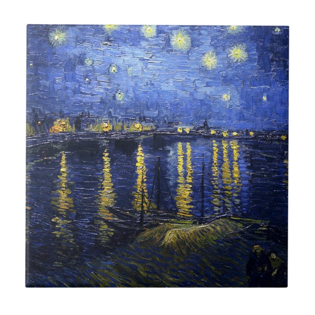 Van Gogh Starry Night über die Rhone-Tile Fliese (Vorderseite)