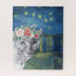 Van Gogh Starry Night und Blume Leopard Puzzle
