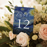 Van Gogh Starry Night Wedding Tischnummer<br><div class="desc">Hochzeit Tischnummern mit Vincent Van Gogh Starry Night Malhintergrund.</div>