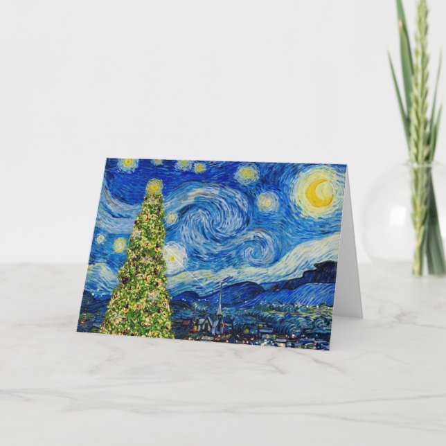 Van Gogh Starry Night - Weihnachtsbaum Karte (Vorderseite)