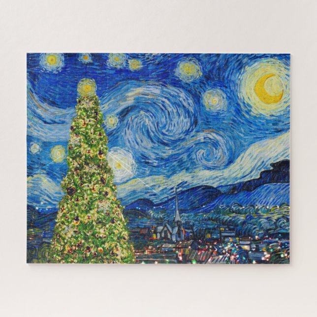 Van Gogh Starry Night - Weihnachtsbaum Puzzle (Horizontal)
