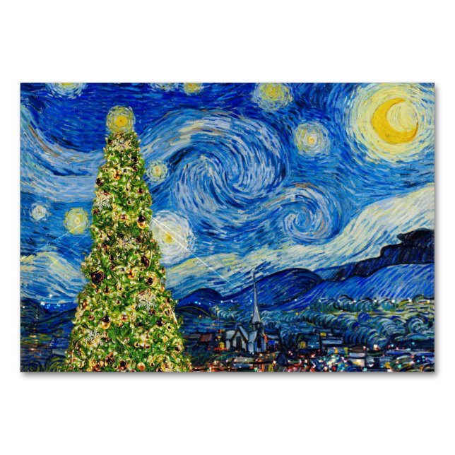 Van Gogh Starry Night - Weihnachtsbaum Tischnummer (Vorderseite)