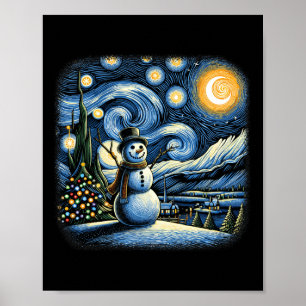 Van Gogh Starry Night Weihnachtsschneemann Winter Poster