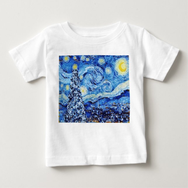 Van Gogh Starry Night - White Christmas Tree Baby T-shirt (Vorderseite)
