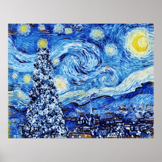 Van Gogh Starry Night - White Christmas Tree Poste Poster (Vorne)