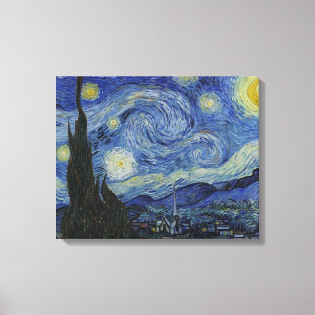 Van Gogh Starry Night Wrapped Canvas Leinwanddruck (Vorderseite)