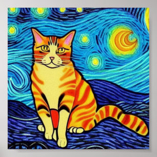 Van Gogh-Sternenkatze Poster