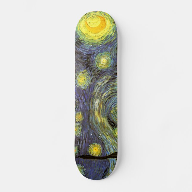 Van Gogh: Sternenklare Nacht Skateboard (Vorderseite)