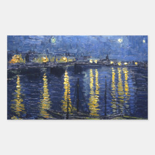 Van Gogh: Sternenklare Nacht über der Rhône Rechteckiger Aufkleber