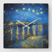 Van Gogh Sternennacht an der Rhone Wanduhr