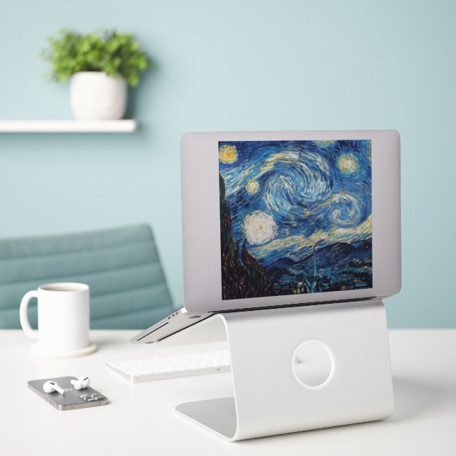 Van Gogh - Sternennacht Aufkleber (Laptop auf Schreibtisch)