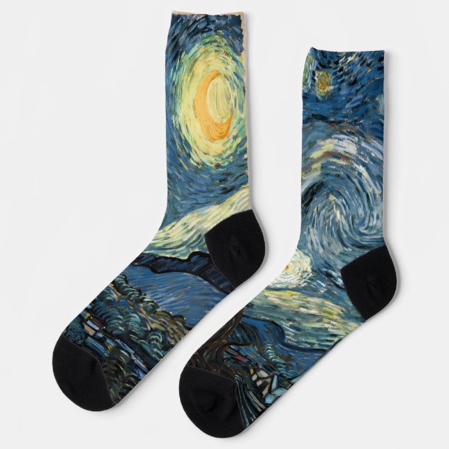 Van Gogh Sternennacht Design Socken (Linkes Detail)